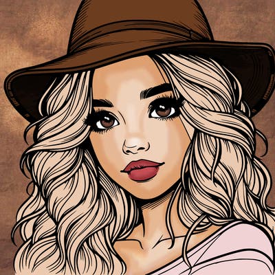 realistic girl with hat