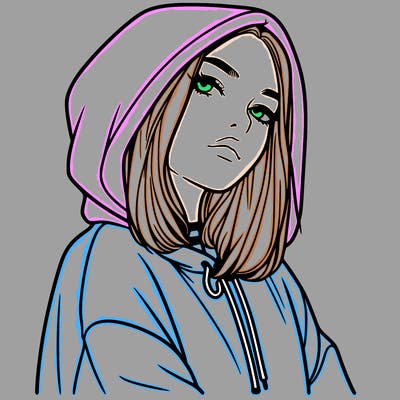 a realistic girl in a hoodie