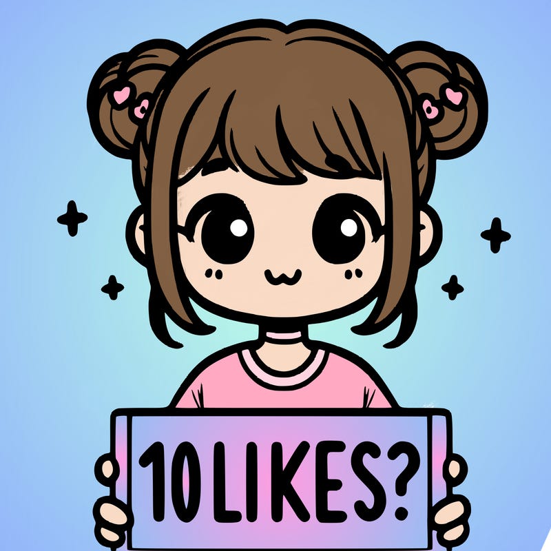 cute girl that is holding a sign that says 10 likes?