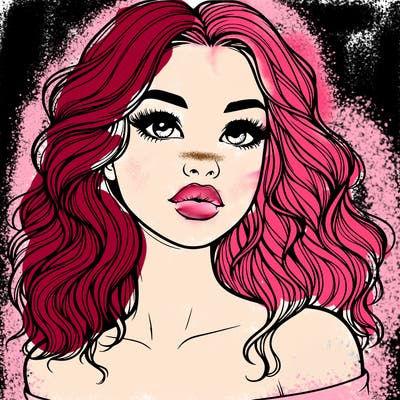 realistic girl with wavy hair and lips