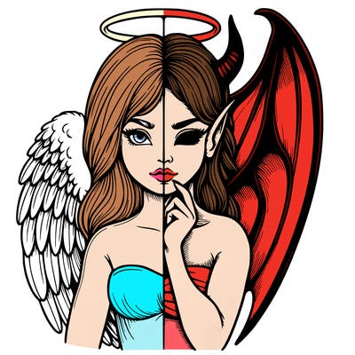 realistic angel half demon