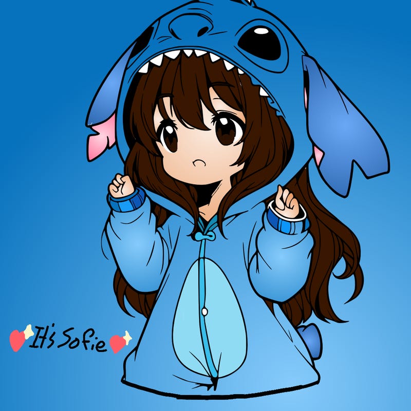 anime girl in a stitch onsie