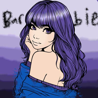 realistic girl with bangs looking over her shoulder