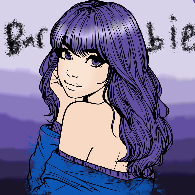 realistic girl with bangs looking over her shoulder