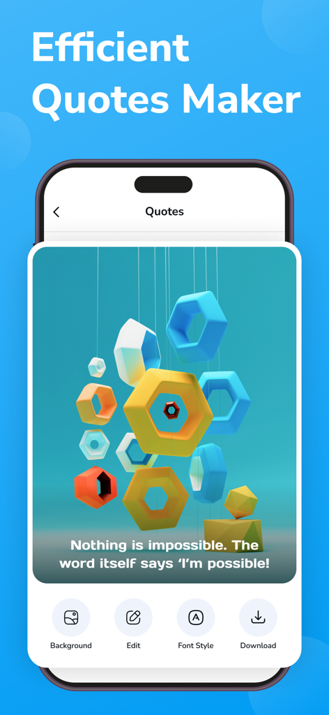 Tele Web Tools for Messenger - Efficient Quotes Maker screen with an inspirational quote and design tools
