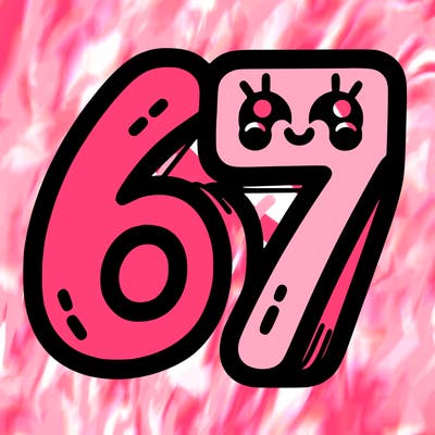 the numbers 67