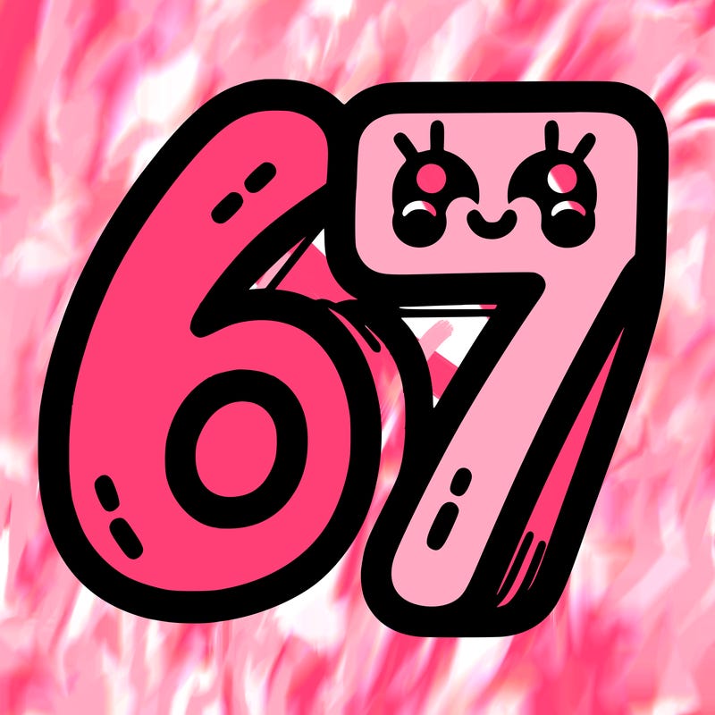the numbers 67