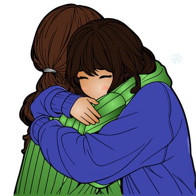 2 hug girls realistic