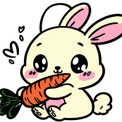 cute bunny eating a carrot