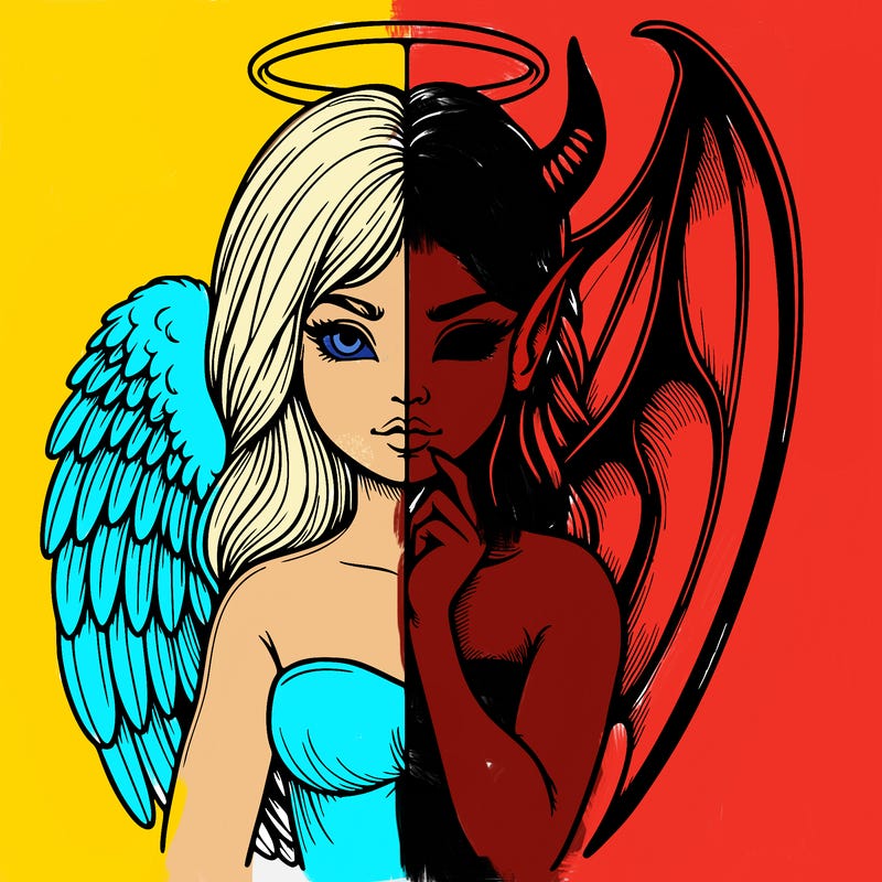 realistic angel half demon