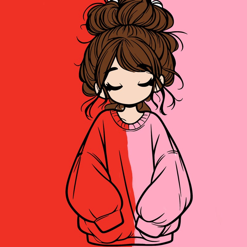 girl with baggy sweatshirt and messy bun