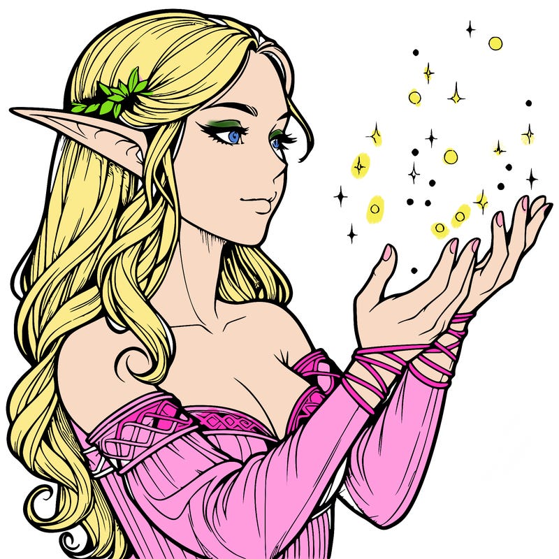 realistic elf girl doing magic