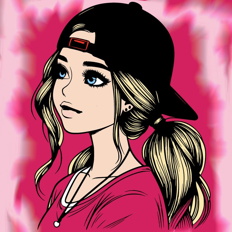 realistic girl with a backwards hat