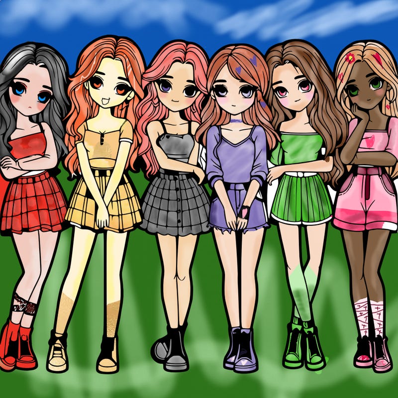 a group of girls realistic