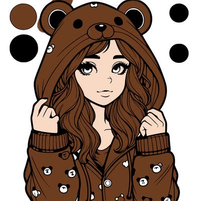 realistic girl in a animal pjs hoodie