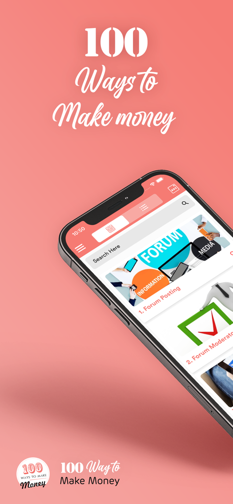 Earn Cash & Make Money Online - A smartphone showing an app interface with various side hustle opportunities and work from home ideas.