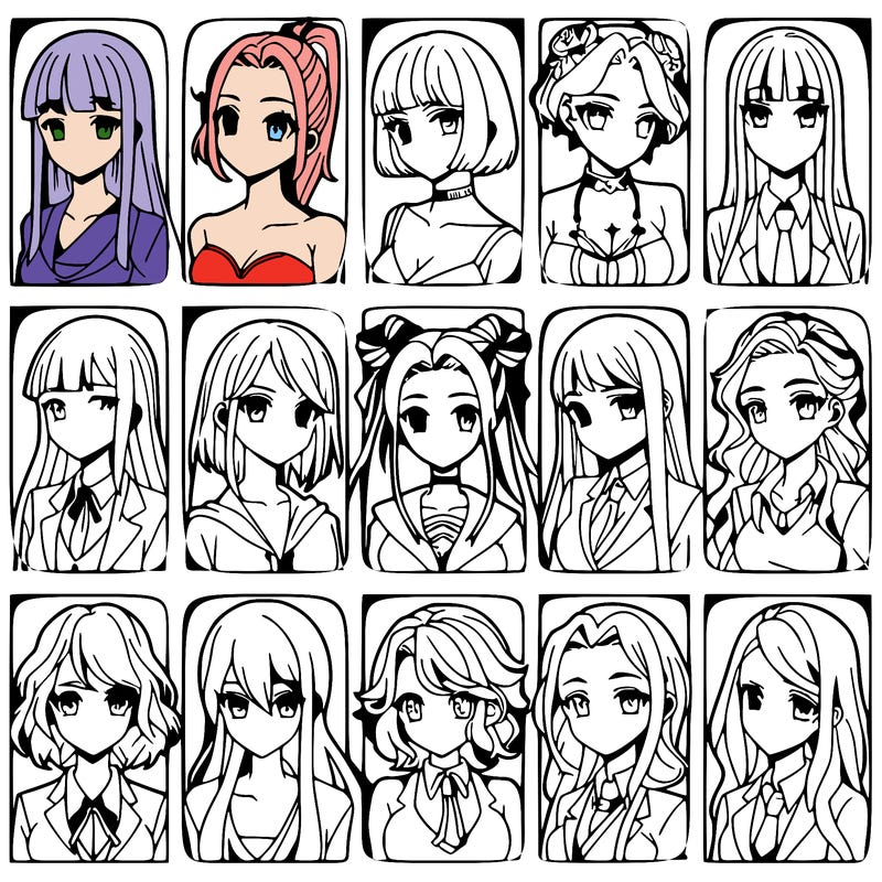 girls that look diffrent anime