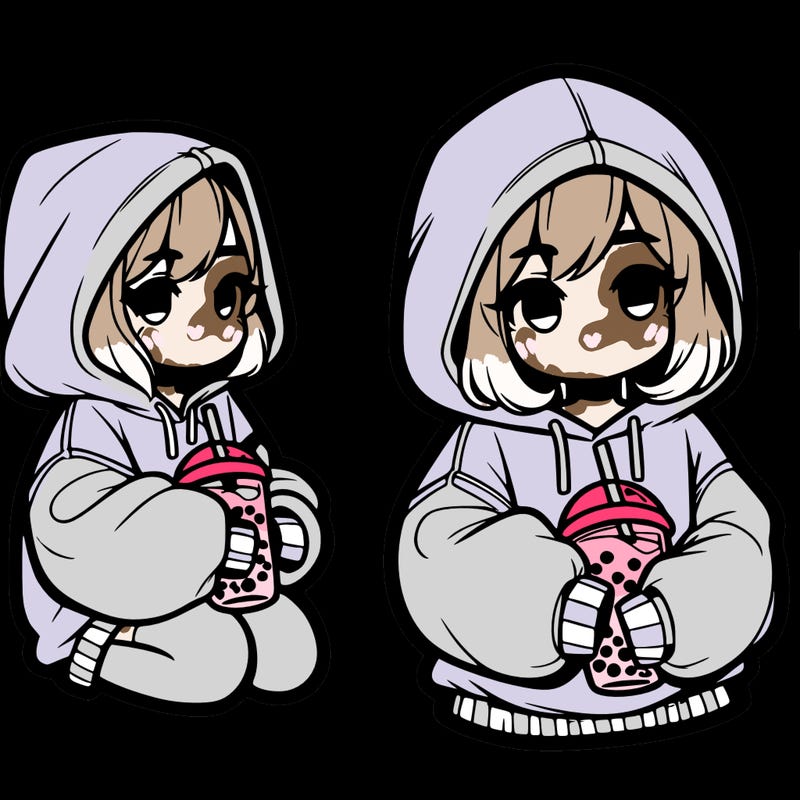 oversized hoodie girl with boba