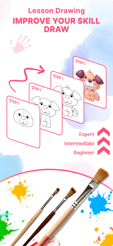 初心者からエキスパートレベルまでの進行を示す段階的な描画チュートリアル