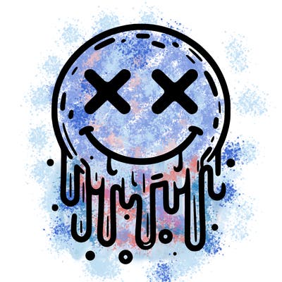 drippy smiley with x eyes