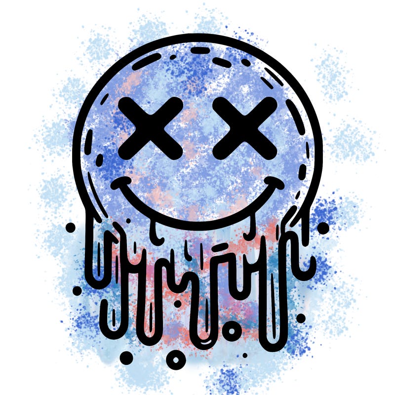 drippy smiley with x eyes
