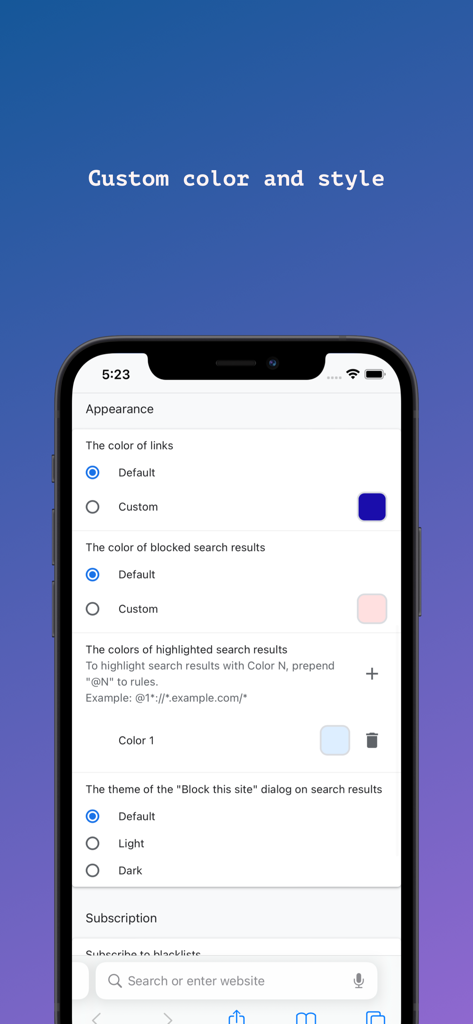 uBlacklist for Safari - uBlacklist for Safariの検索結果のカスタム外観設定