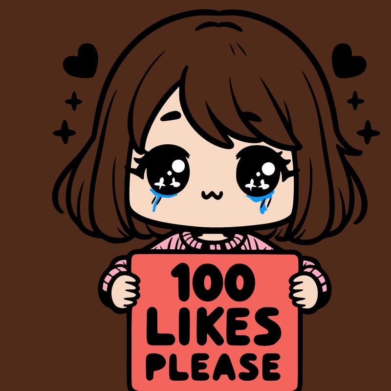 cute girl holding a sign saying 100 likes please