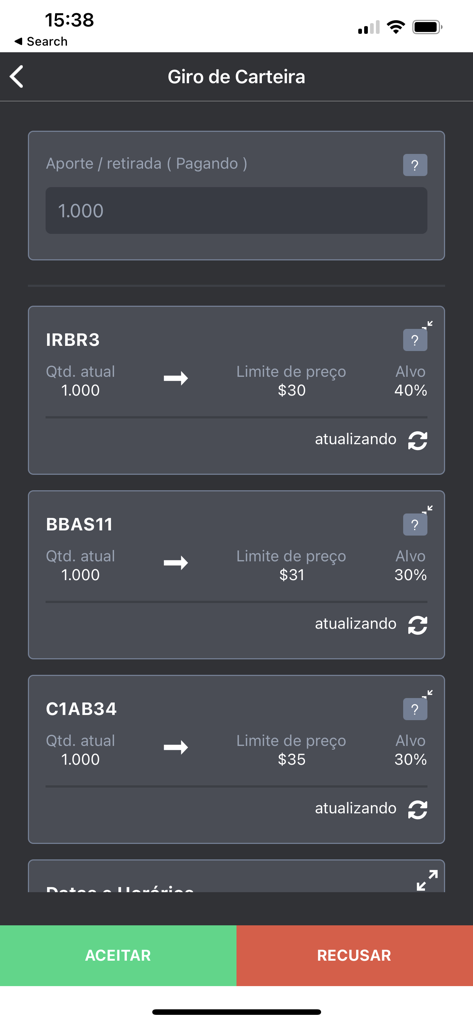 PNT Mobile - PNT Mobile interface for accepting or declining portfolio turnover stock orders