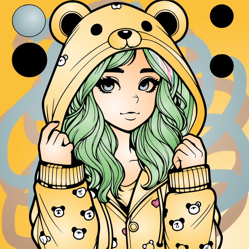 realistic girl in a animal pjs hoodie
