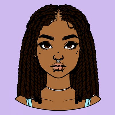 realistic girl with braids and nose piercings