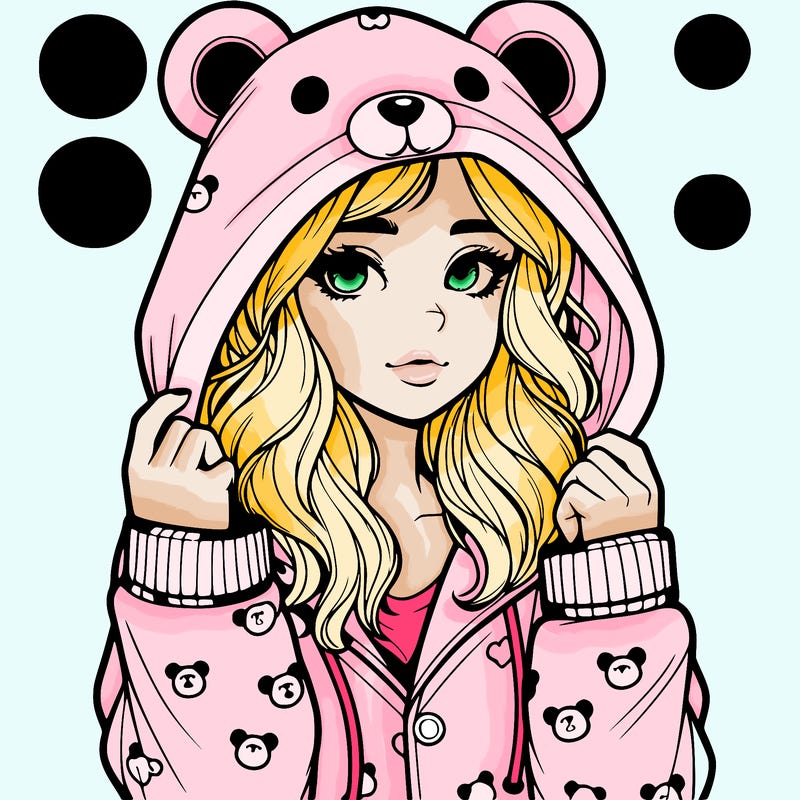 realistic girl in a animal pjs hoodie