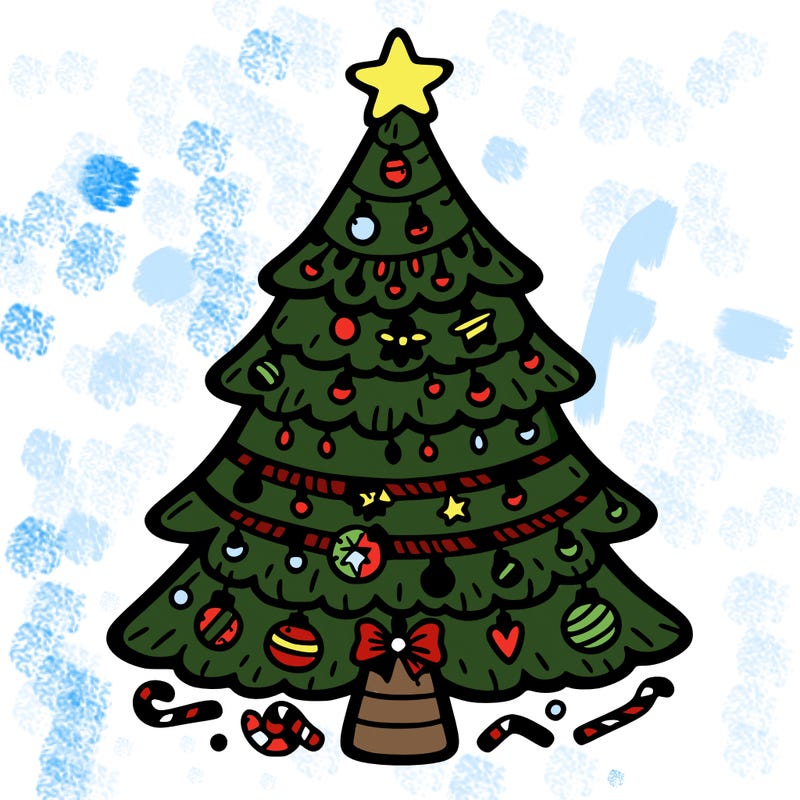 christmas tree with lots of details
