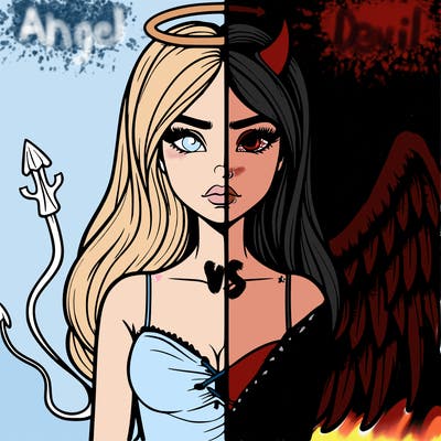 devil vs angel realistic girl