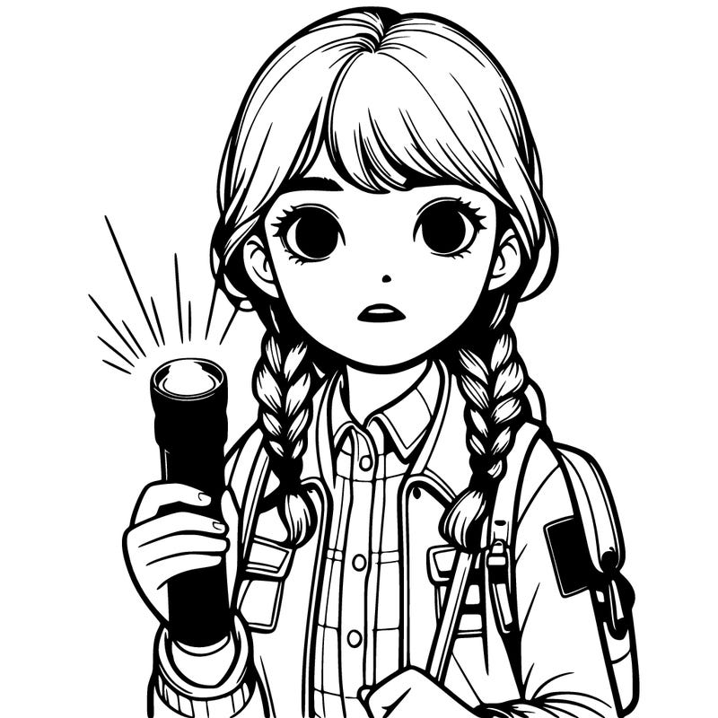 realistic girl with flashlight