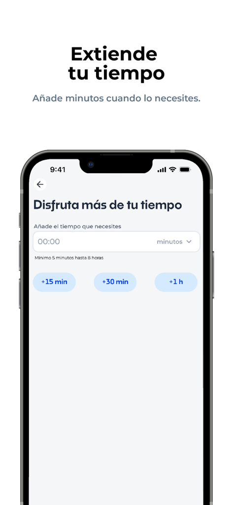 Parkea PTY - Interface of the Parkea PTY mobile app showing options to remotely extend a parking session by adding minutes or hours