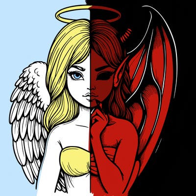 realistic angel half demon