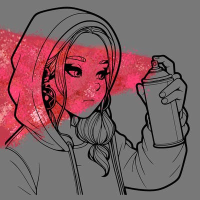 a realistic girl, spray painting