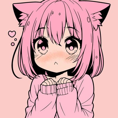 shy anime catgirl