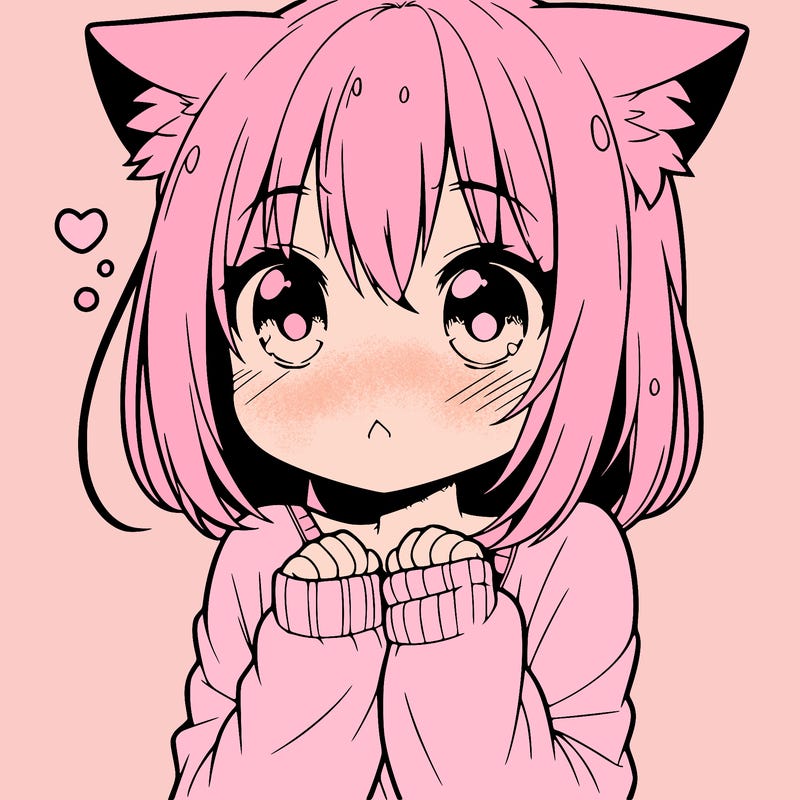 shy anime catgirl