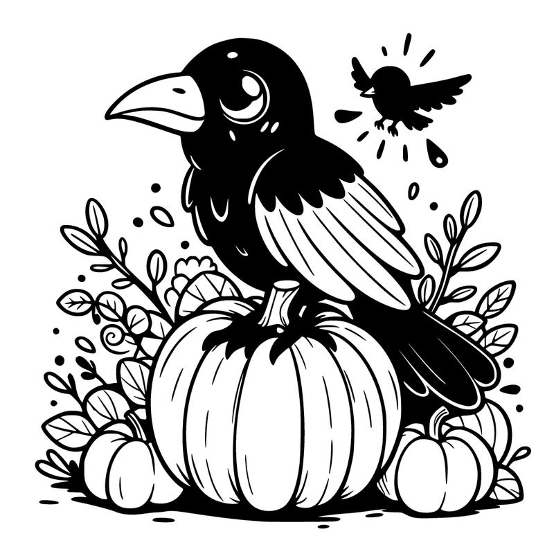 crow on a pumpkin