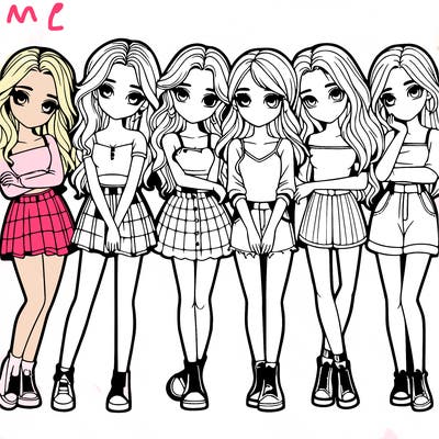 a group of girls realistic