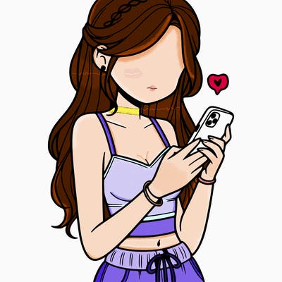 girl with crop top texting on her phone