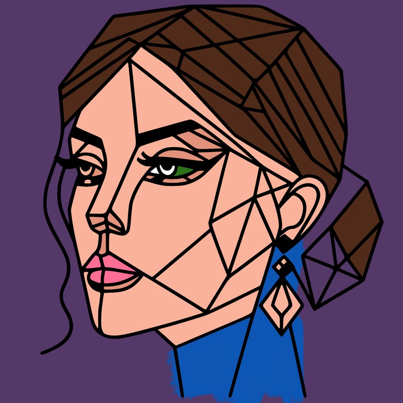 geometric art illustration of a woman's face