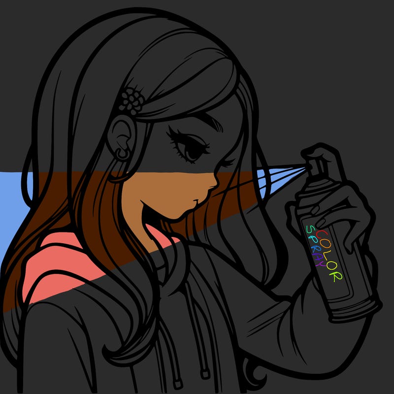 a realistic girl spray painting