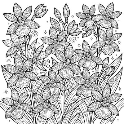 Discover the intricate beauty of Zygopetalum Orchids with this captivating coloring page designed especially for teens. Its detailed floral patterns and elegant blooms offer a rewarding artistic challenge.
