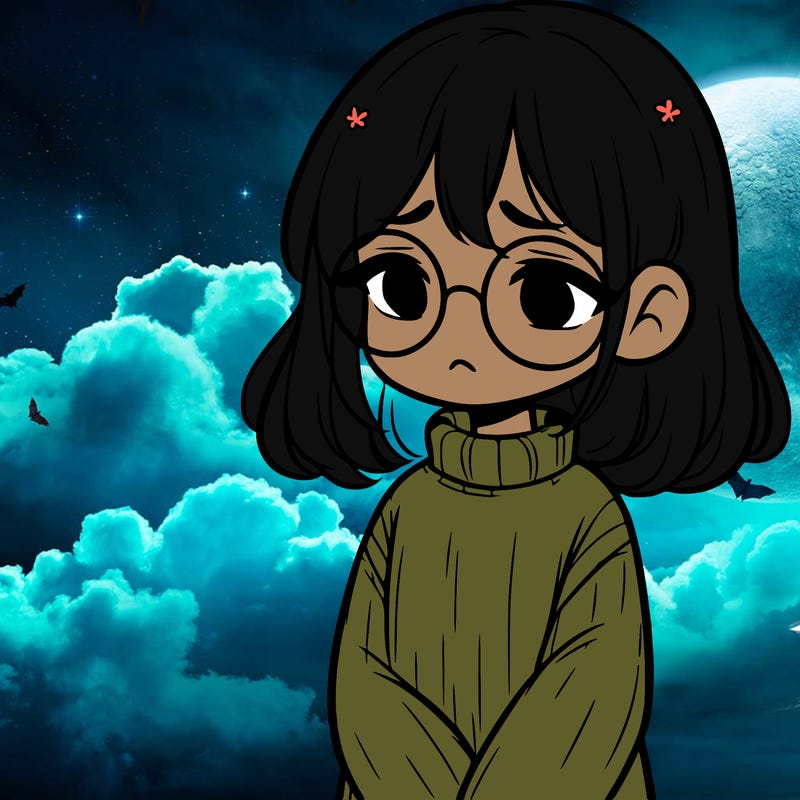sad girl with glasses in a sweater