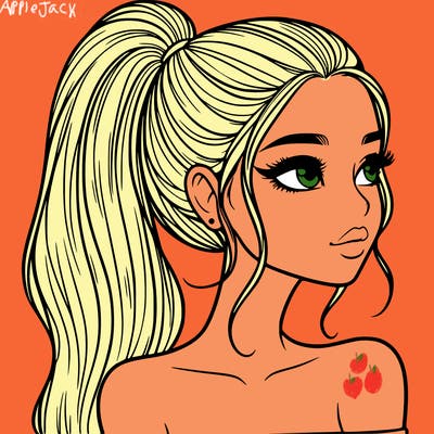 a beautiful and realistic girl with a high pony tail