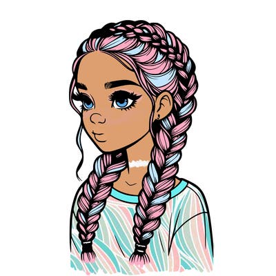 realistic girl with braids