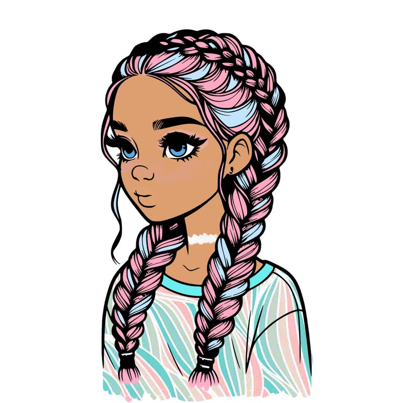 realistic girl with braids