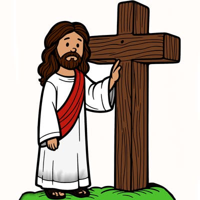 jesus standing beside the cross
